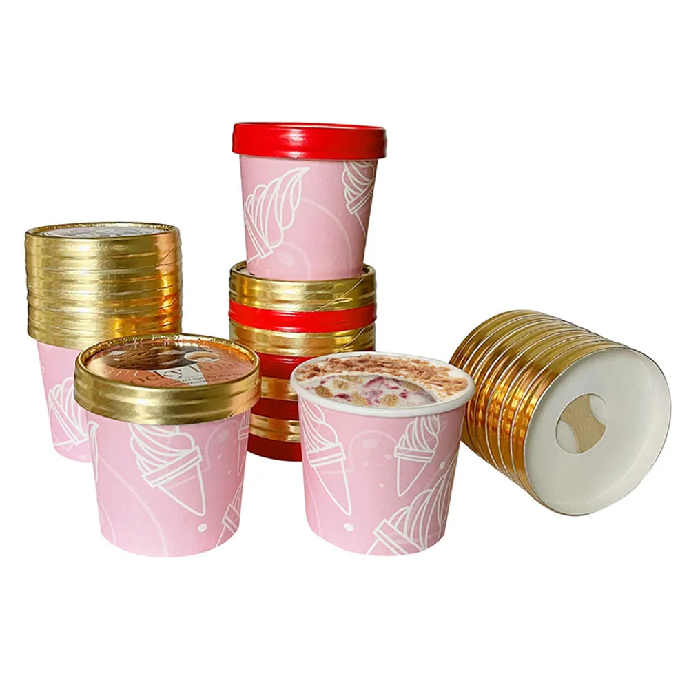 Custom Logo Printed Ice Cream Paper Cone Cup Disposable Rolled Ice Cream Paper Sleeve For Food And Craft Use