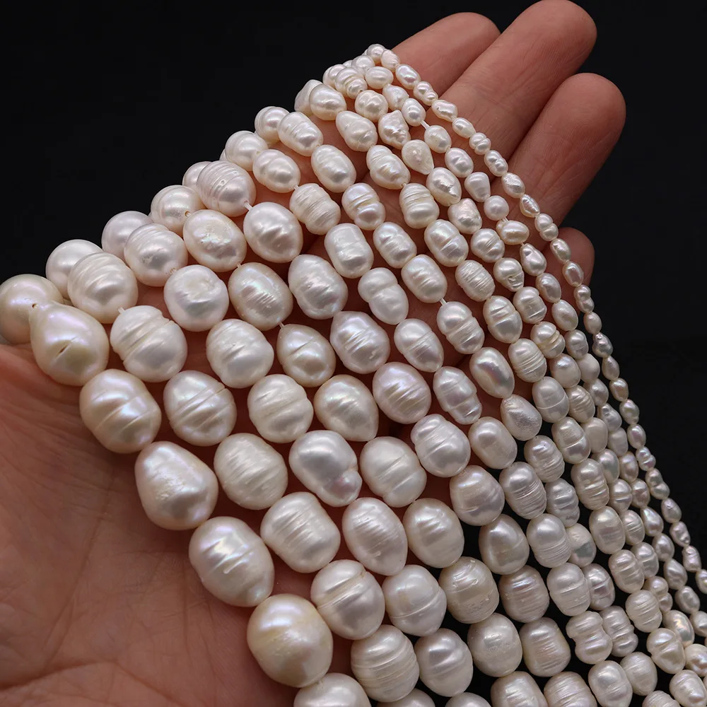 JC crystal wholesale fresh water pearl beads strands rice beads 2mm-13mm  threaded pearl DIY for  jewelry making