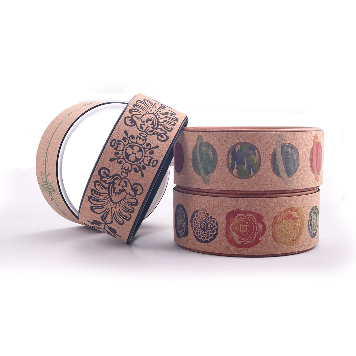 Quality Assurance Hot Sale Gym Fitness Massage Wooden ABS Yoga Set Custom Roller Cork Yoga Wheel