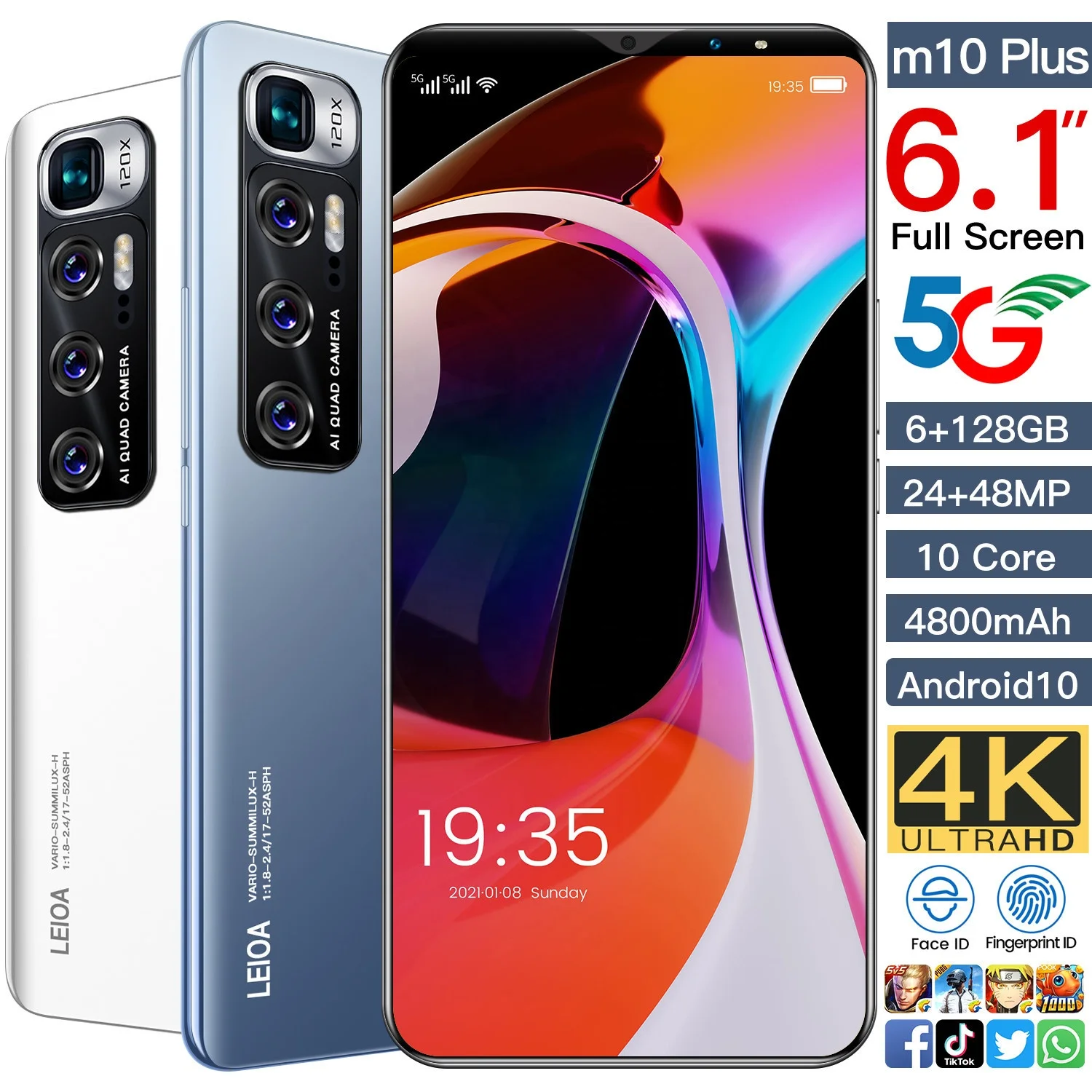  M10 Plus 24mp+48mp Mobile Phone Smart 5g