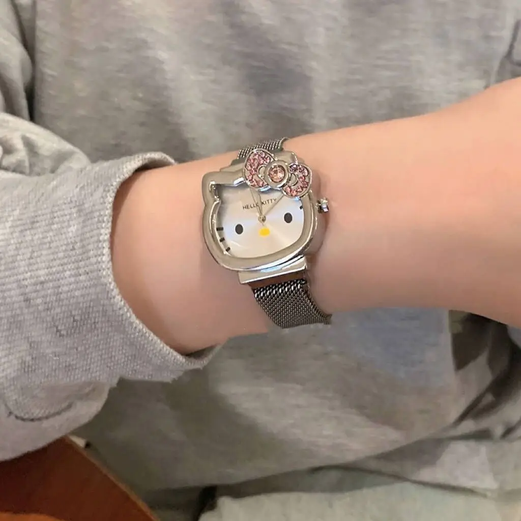 Fashion Cartoon Hello kitty Children Watch Quartz Bracelet Watches Magnet Buckle Strap Kid Wristwatch Girl Gift