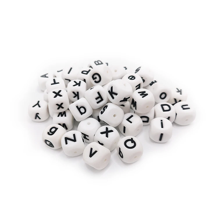 DIY  12mm Silicone Beads Russian Alphabet English Alphabet Beads Food Grade Silicone Beads Baby Teeth Necklace