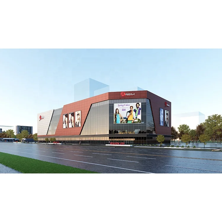 Распродажа офисное здание из стальной конструкции со стеклянной занавеской сборный Коммерческий торговый центр