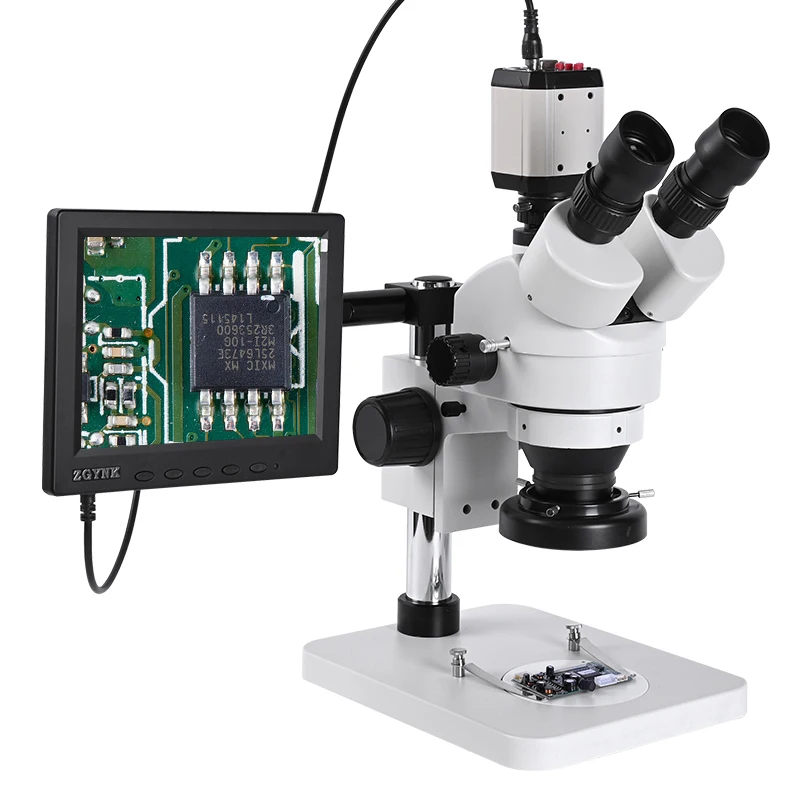 Professional Stereo microscope Trinocular ZOOM 7-45X digital CCD Camera USB VGA CVBS service soldering PCB inspection OSL-514