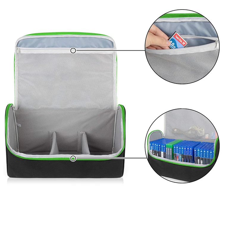 Game Disc Case Hold Up to 24 Discs Portable Storage Bag Gaming Disk Organizers Game Disk Travel Case