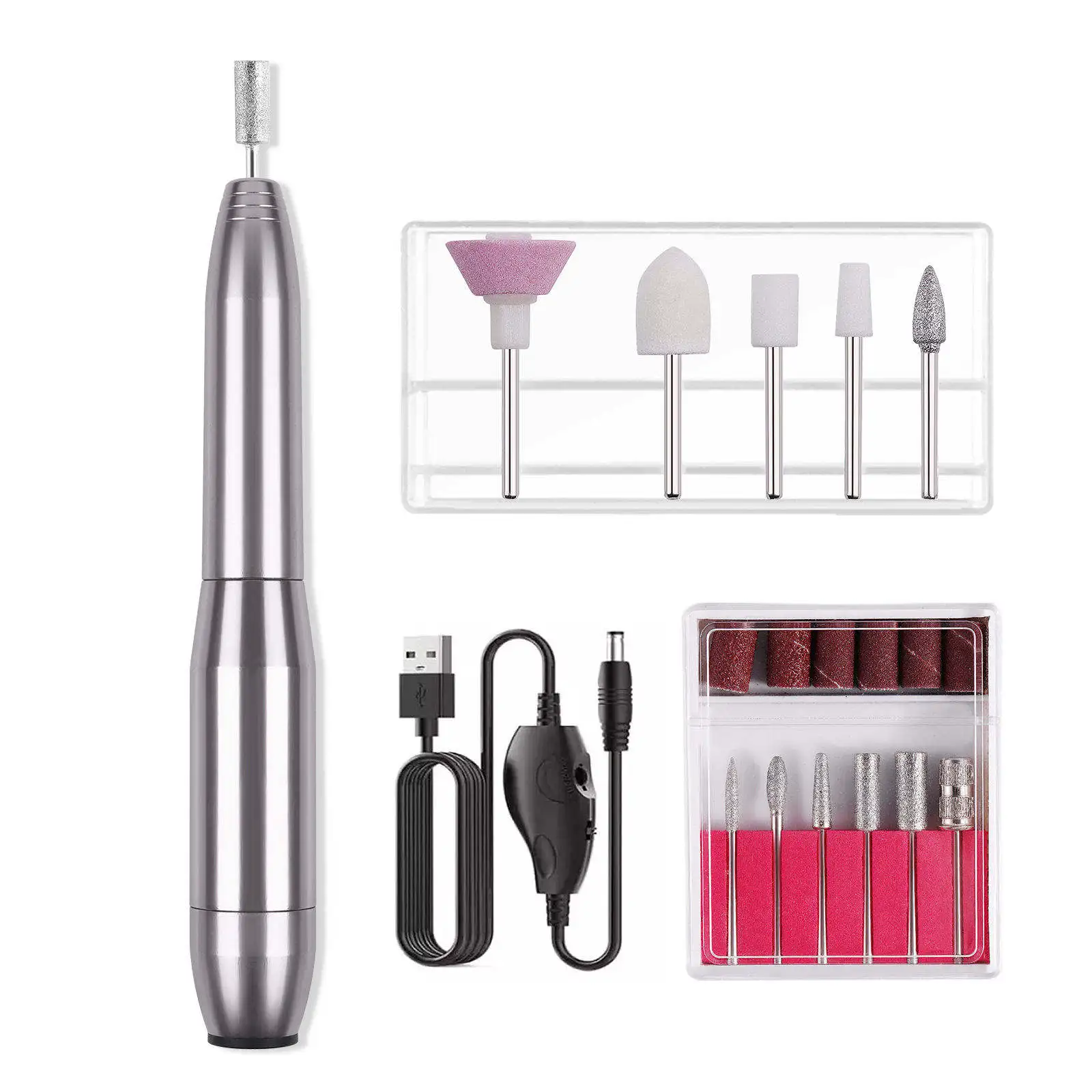 New Electric Nail Drill Bits Nails Art File Manicure Drill Set Portable Nail Fingernail Grinder Kit Multi Function Mach