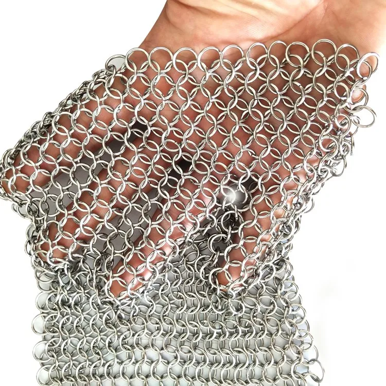 Durable Anti-Rust Stainless steel welded ring chainmail Cast pot scrubber