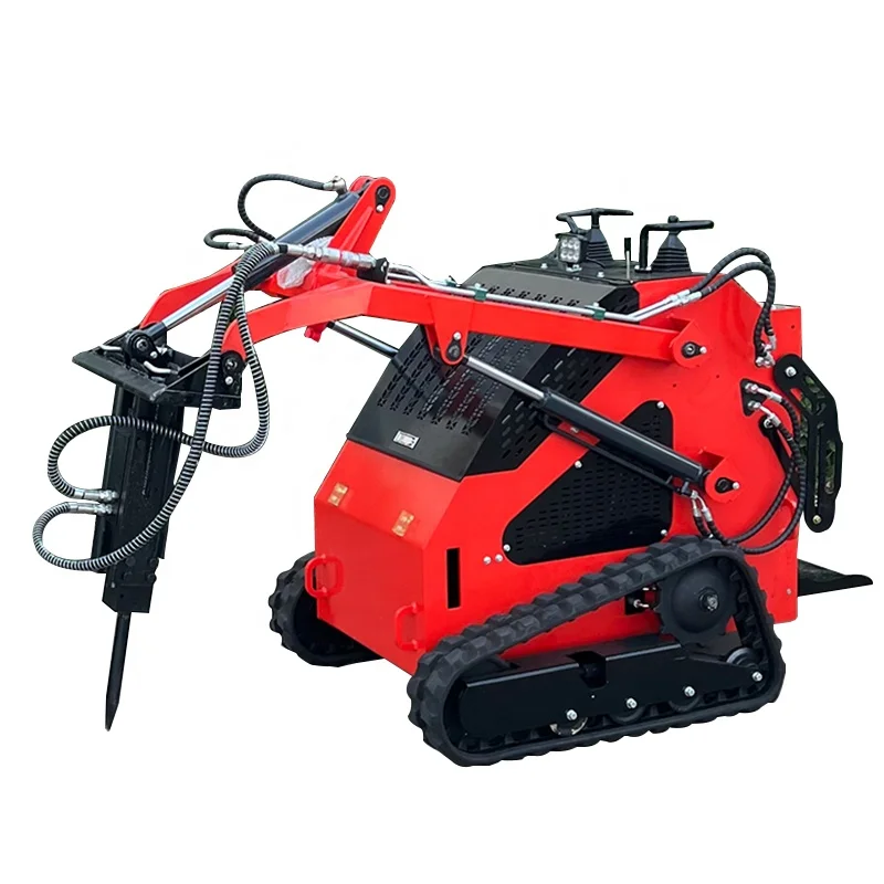 900mm narrow frame multi-function track loader skid steer with 4 in 1 Bucket and with trencher