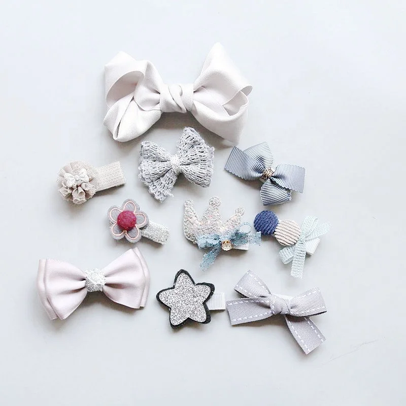 Baby boutique pink hair bows with clips, kids non women fabric bow hair accessories set