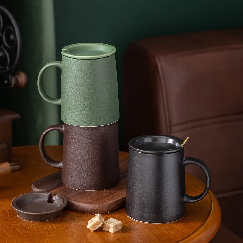 Reusable Luxury Frosted Granules Cappuccino Ceramic Mug For Office