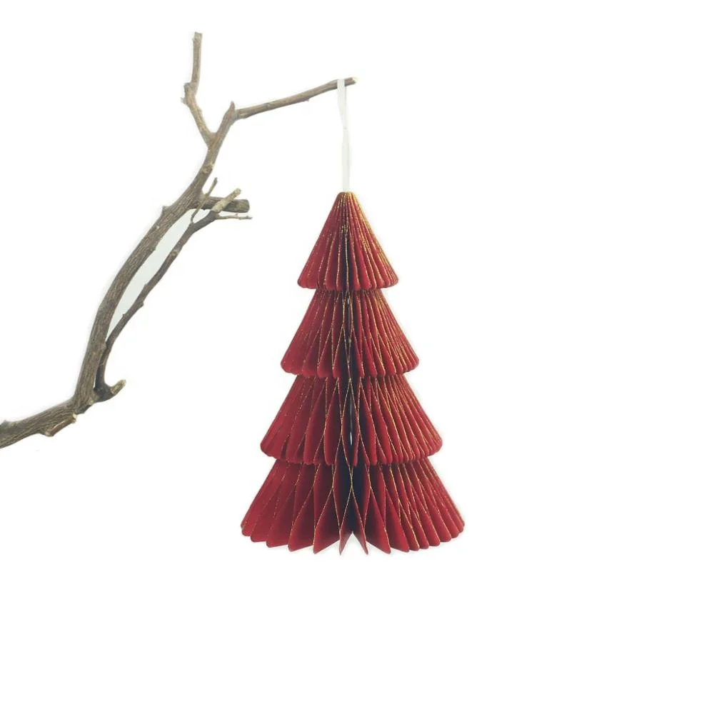 Umiss Paper Honeycomb Ornaments,  Handmade Hanging Christmas Tree, Shopping Mall Table and Window Display Decoration Backdrop