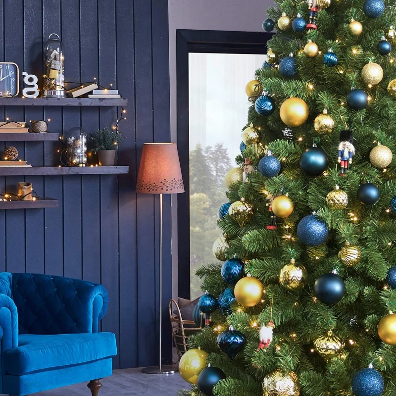 2.36-inch Set of 34 Blue Shatterproof Plastic Christmas Tree Balls Gift Box Ornaments Decorations supplies