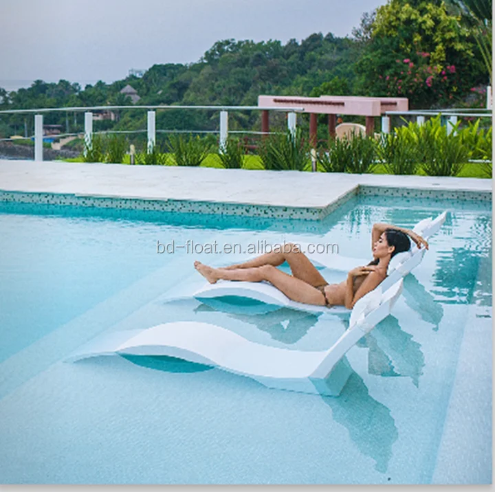 Plastic Tanning Ledge Swimming Pool Lounger Chair In water Chaise Lounger  Baja Shelf Chaise With Cup Holder