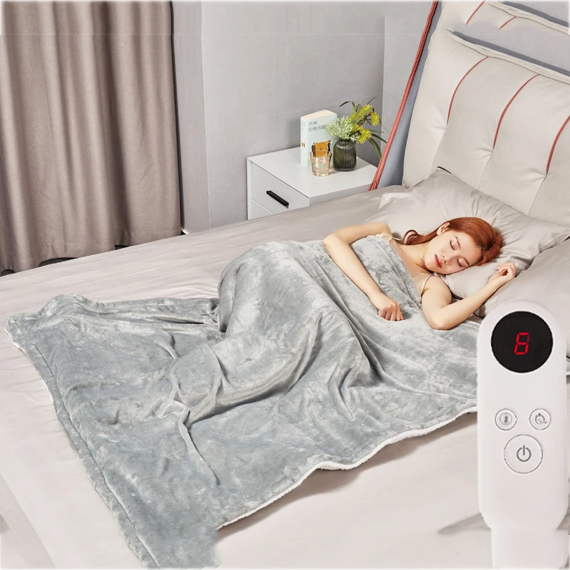 Custom  Hot Selling Washable Warm Electric Heated Blanket Wearable Soft Plush Washable Throw Heated Blanket