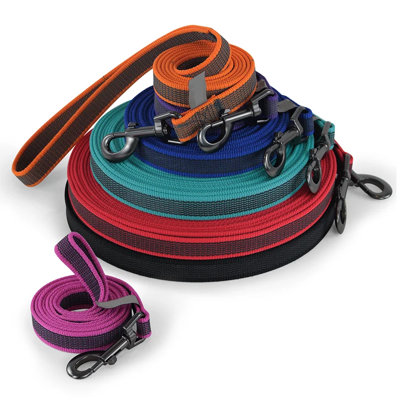 OEM 5M 10M 15M Nylon Durable Long Dog Leash Anti- slip Latex Dog Training Leash Adjustable Dog Leash