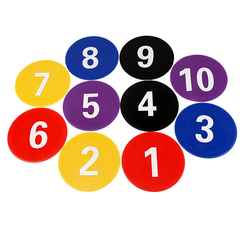 9 Inch PVC Number 1-10 Football Yard Markers Anti-slip Floor Spot Markers Set Soccer Training Equipment