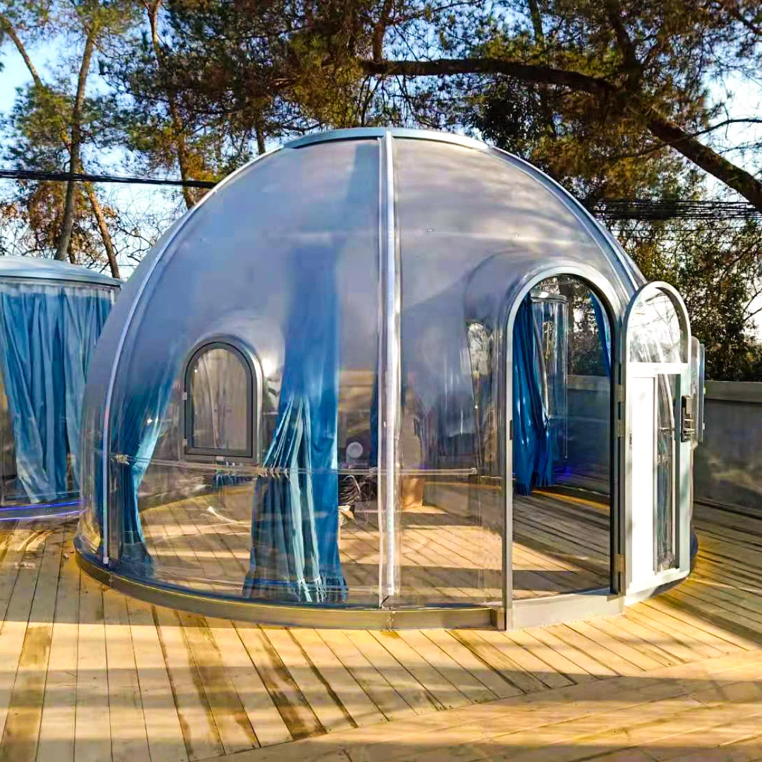 2022 Новый наружный ресторанный ПК прозрачный Поликарбонат Igloo стеклянный геодезический купол палатка поставщика