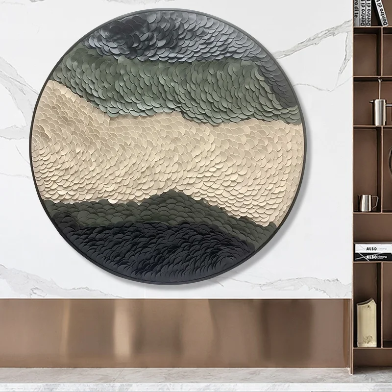 JZ Custom Home Decor Wabi Sabi Artwork 3D Abstract Painting Modern Handpaste Leather Wall Art
