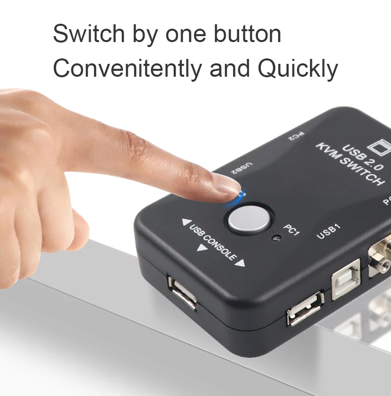 2 Port Vga Kvm Switch 1080p Hd  Kvm Switch 2 in 1out Kvm Switch Box  USB2.0 Adapter For Computer