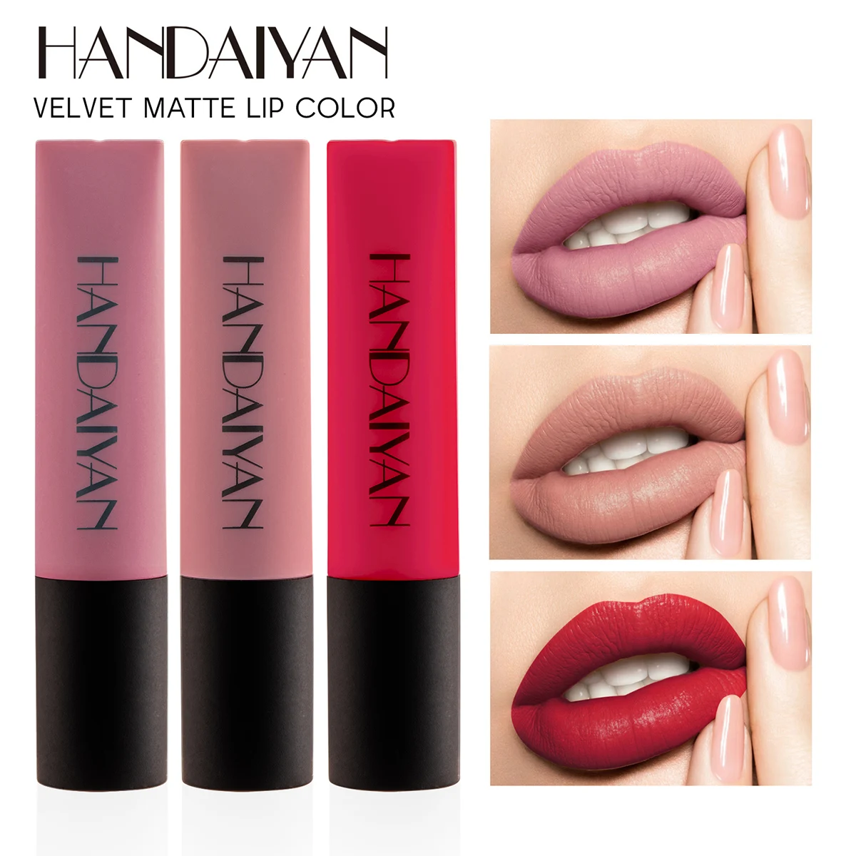 Handaiyan Matte Liquid Makeup Red Velvet Air Lip Glaze Waterproof Easy Wear Lipgloss Lasting Lip Tint Nude Matte Lip Gloss