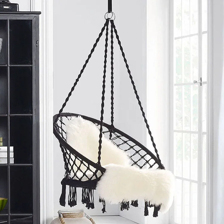 Hot Sale Circle Macrame Swing Chair Durable Hardware Kit Hanging Chairs Indoor Outdoor Tree Bedroom Patio Garden