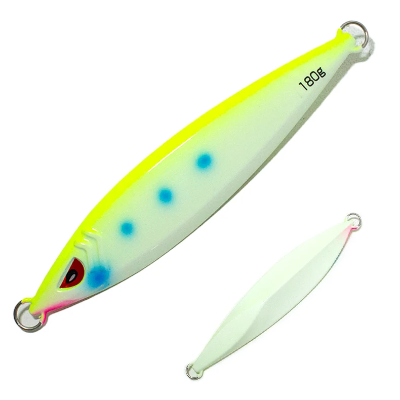 80g 100g 120g 150g 180g Metal Fishing Lure Baits Luminous Glow Sea Bass Saltwater Jigging Lure Tackle