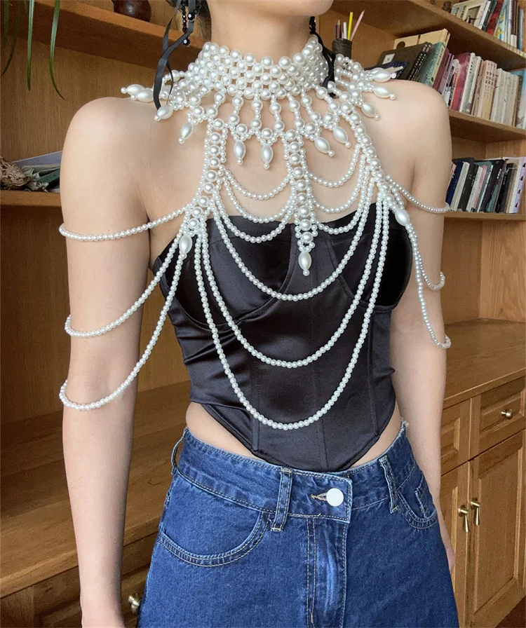 Hand woven pearl body vest accessory body chain sand Hawaii surfing motion Leisure Swimming trunks dance Travel Clubs wear