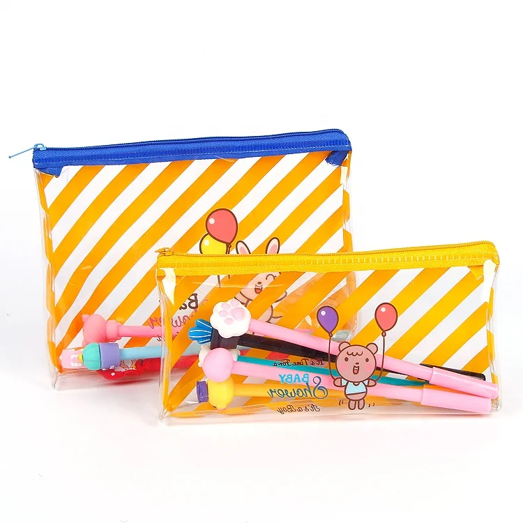 Low price school supplies pencil case custom logo clear stationary bag