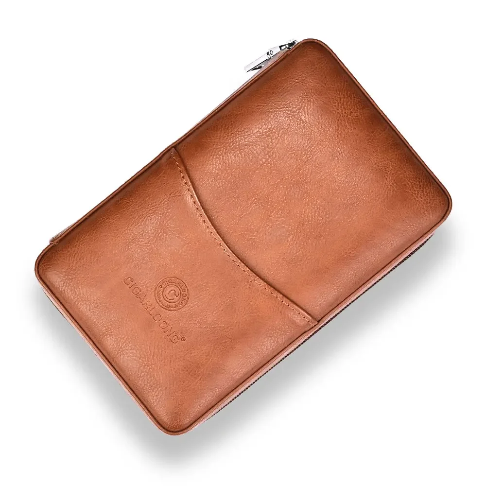 CIGARLOONG Cigar Humidor Cow Leather Set Gift Box Portable Multifunction with Cutter Lighter Drill Moisturizing