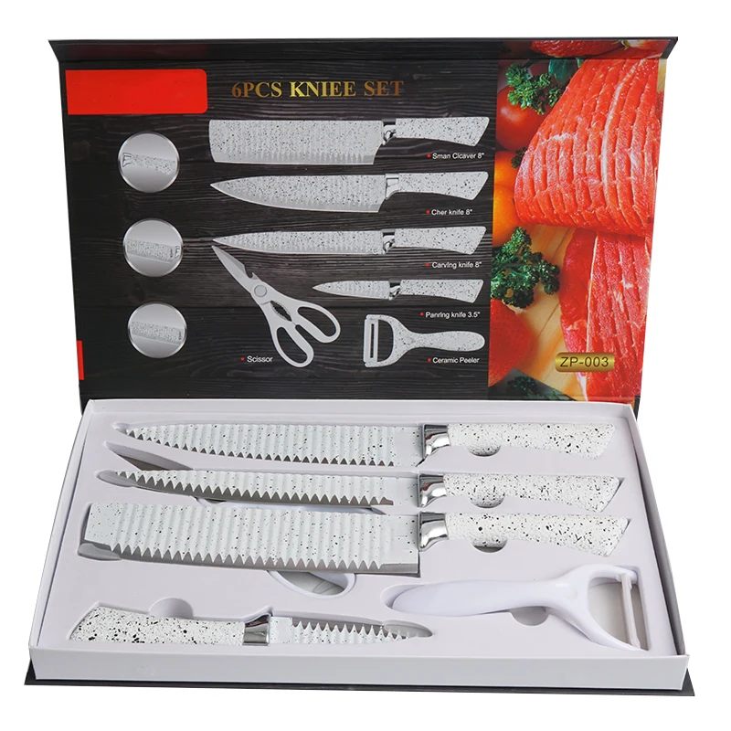 Wholesale Quality New Design Household Kitchen Knife 6 Pieces Of Stainless Steel Plastic Handle Set