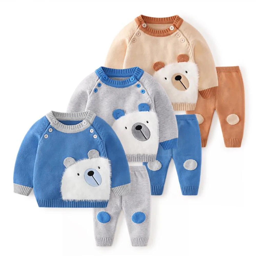 Wholesale cartoon bear animal embroidered newborn baby cute boys and girls clothes