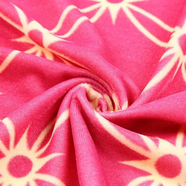 100 percent polyester indonesia kain printed velvet pink fabric velour for car seat and dresses