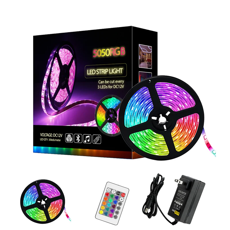 heat resistant LED Strip Lights with APP Controlled 5m/16.4ft LED Lights with Multicolor Chasing, Waterproof RGB LED Strips