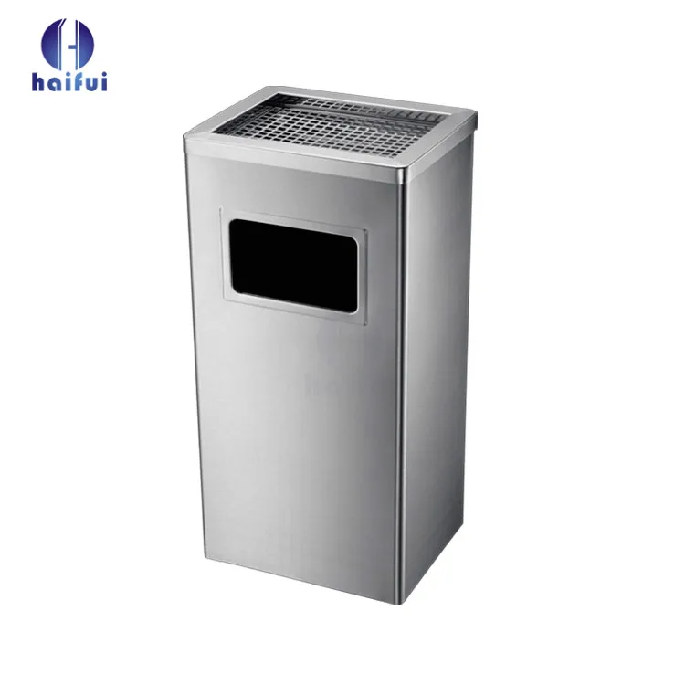 Hotel and restaurant lobby use stainless steel swing lid rubbish bins