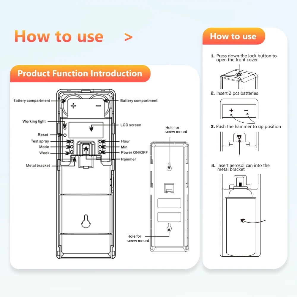 Hotel Office Toilet Wall Mounted Automatic Air Freshener machines fragrance spray perfume aerosol dispenser