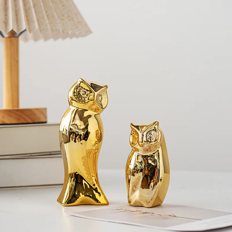 Nordic ceramic home simple golden owl ornaments desktop decorations ceramic crafts modern decorative ornaments