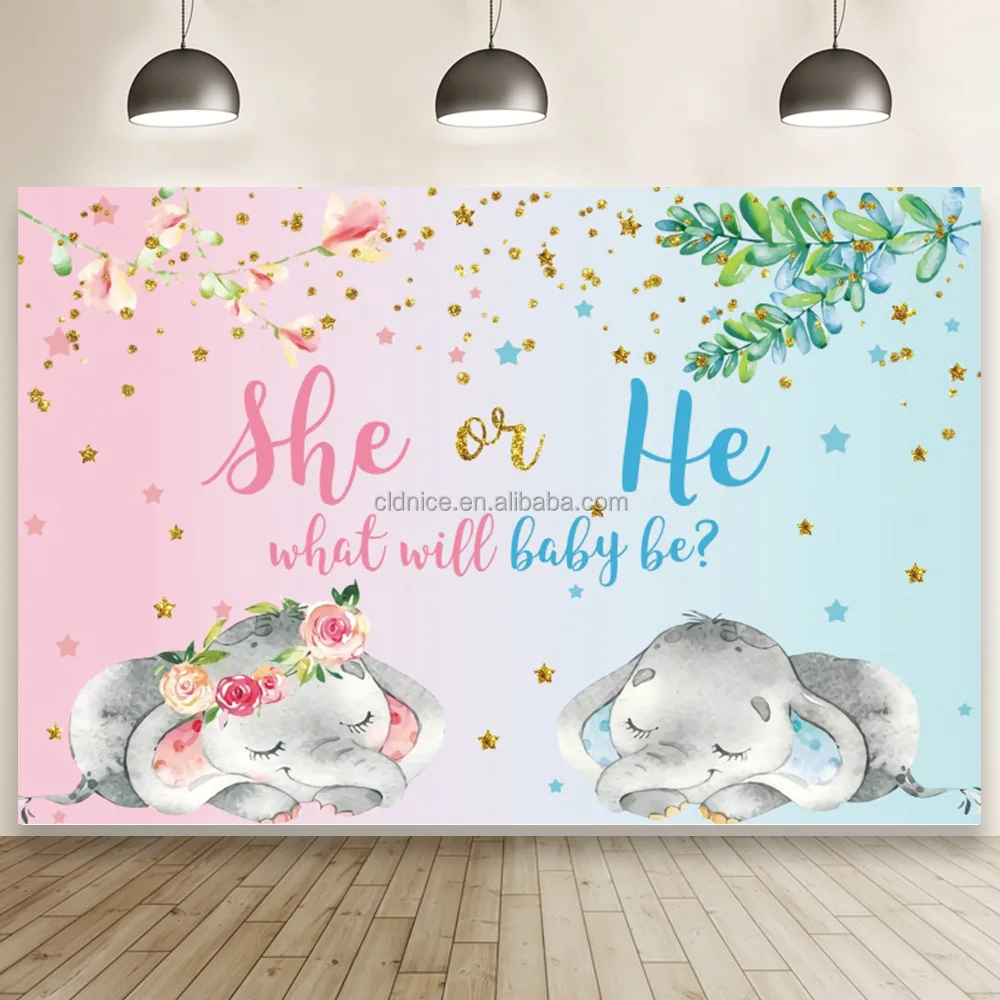 Nice Gender Reveal Backdrop Boy Or Girl Baby Gender Party Decorations Supplies Pink Blue What Will Baby Be Banner
