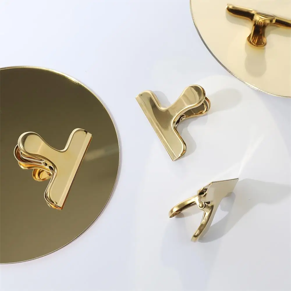 Maxery 2022 Vintage Nordic Golden Folder Stainless Steel Office Stationery Note Holder Metal Paper Clip