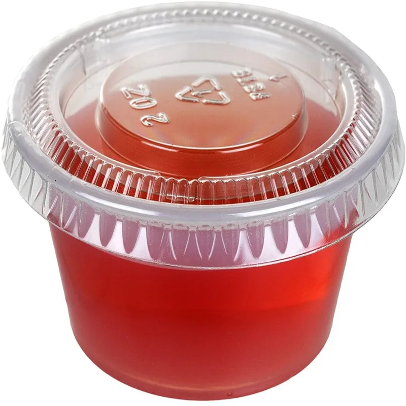 China Wholesale PP PET 1oz 1.25oz 1.5oz 2oz 3oz Disposable Clear Plastic Round PP Sauce Cup with Lid