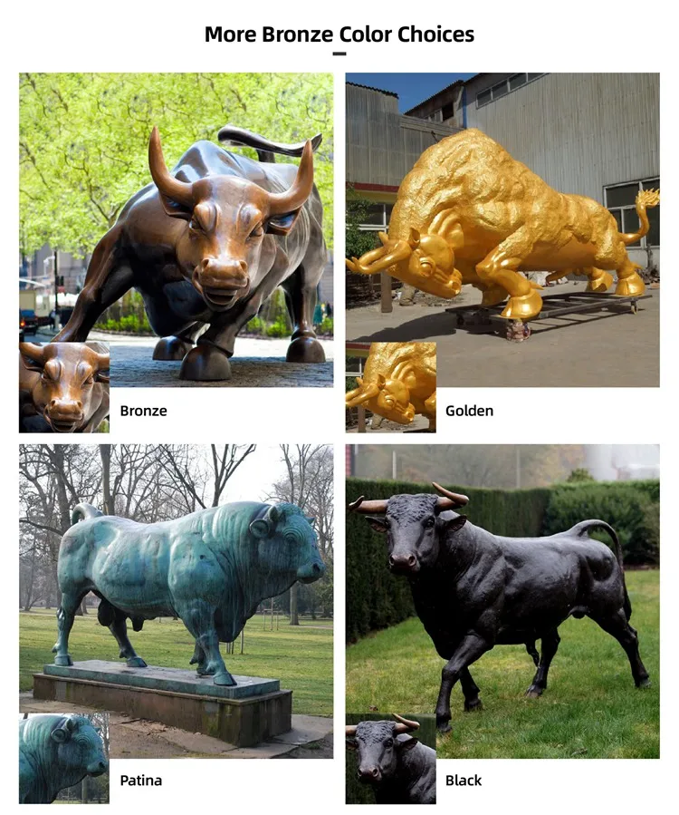 Bronze bull sculpture color choices 