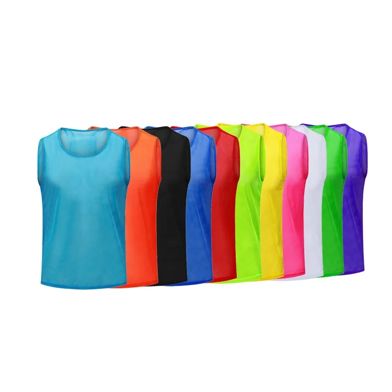 polyester breathable pure color outdoor sports school football game soccer training mesh vest wear cloth for adult teenager kids
