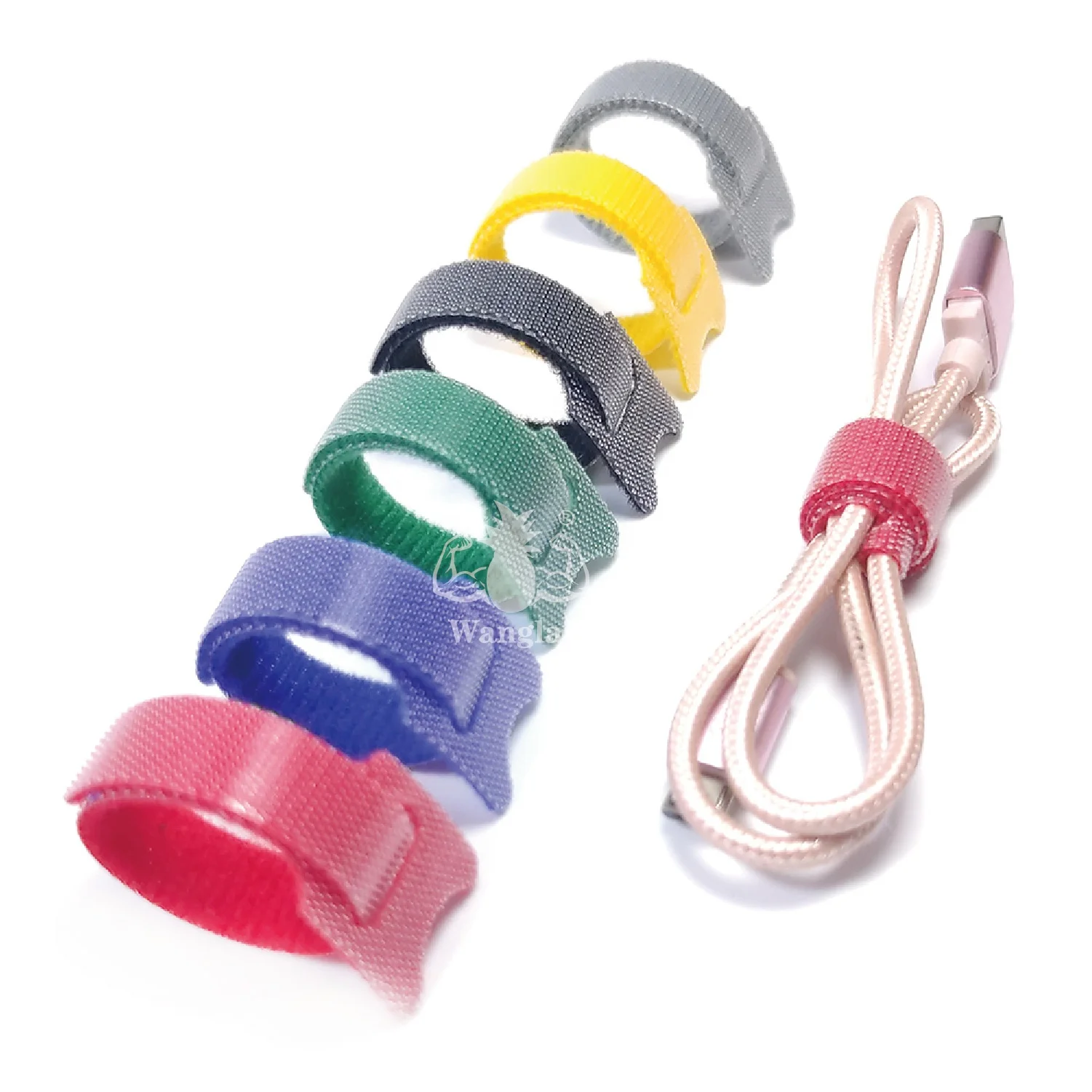 Colorful Hook And Loop Cable Tie Strap Flexible Automatic Double Side Reusable Carry Self Gripping Cinch