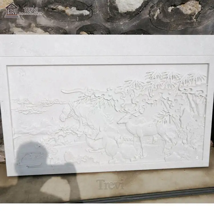 Exterior Wall Decoration Art Garden Stone Nude Woman White Marble Relief for Sale