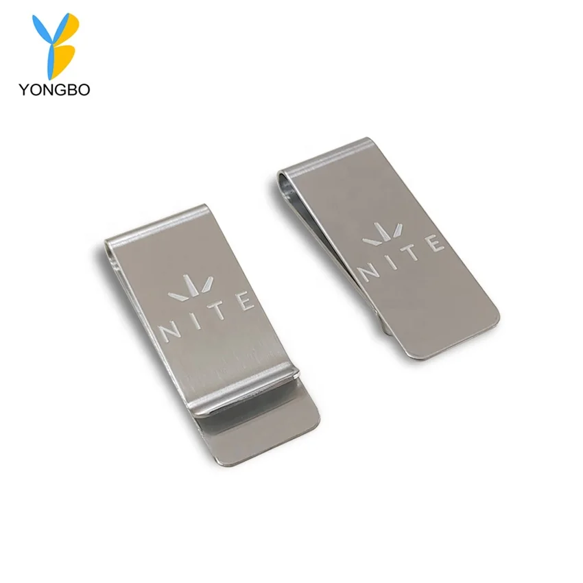 Promotional Etched Metal Money Clip Fashion Simple Silver Dollar Cash Clamp Holder Wallet for Men Women