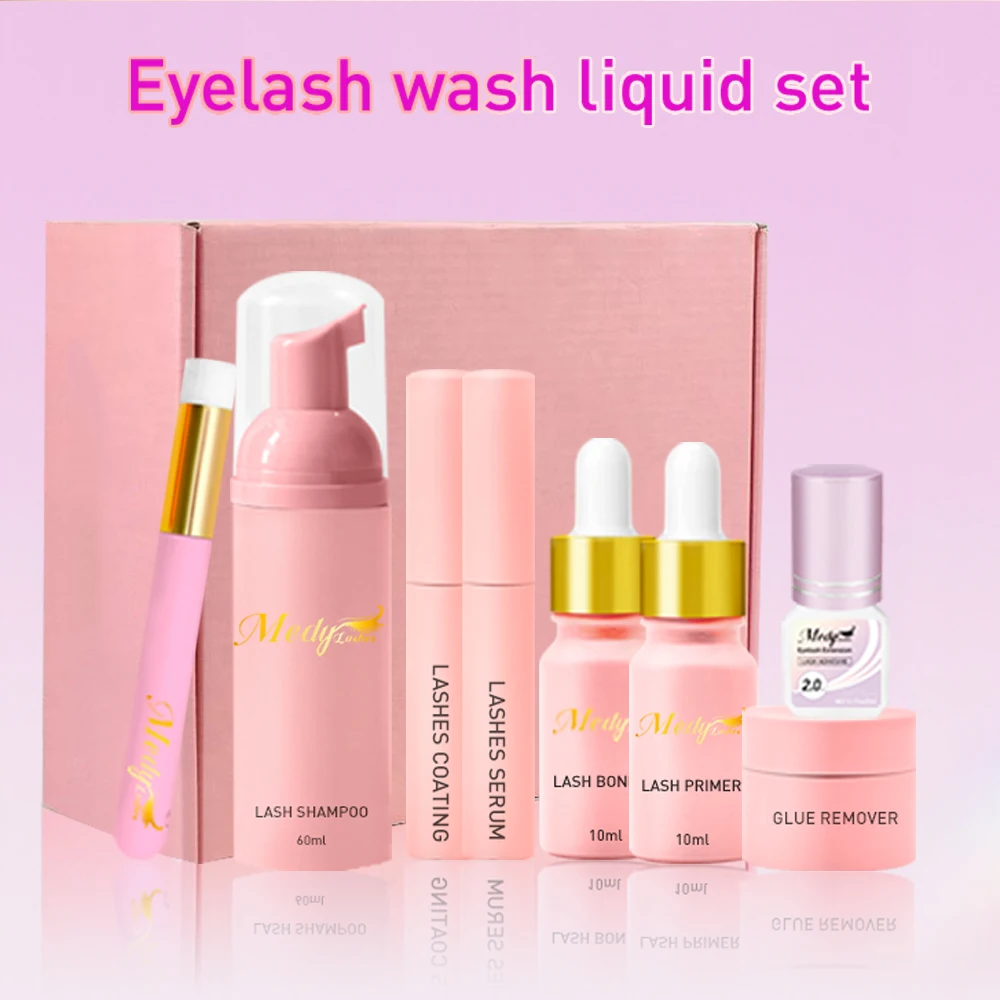 Wholesale Eyelashes Extension Kit Salon Eyelashes Tool Lashes Glue Super Bonder Eyelashes Primer Remover Shampoo Set