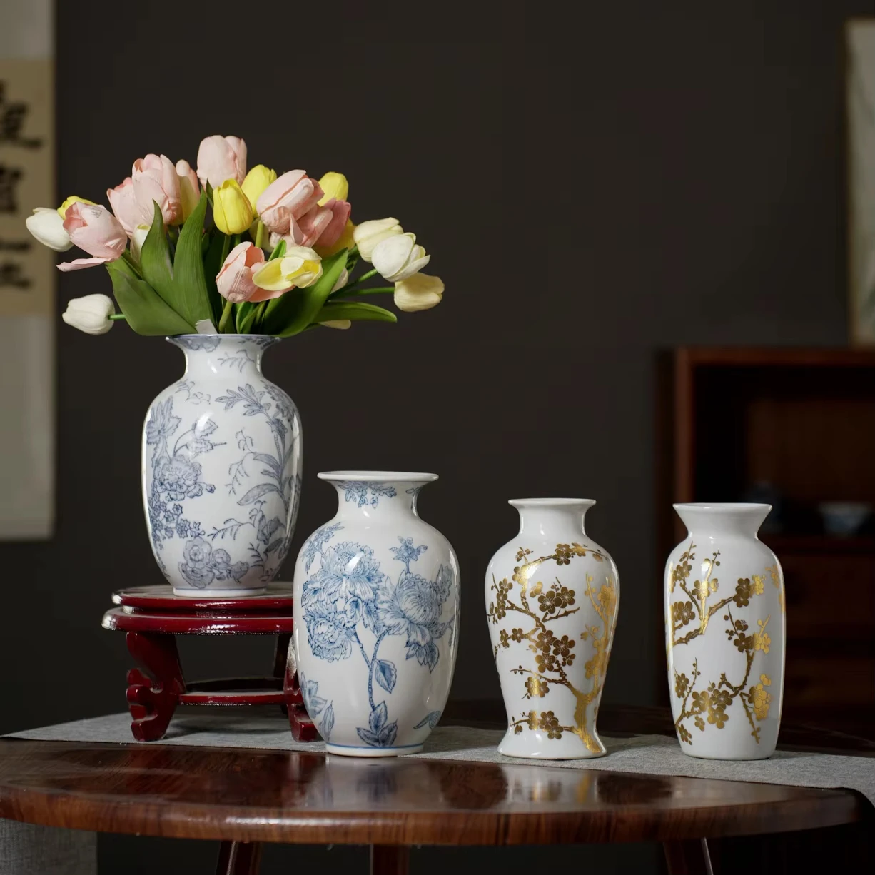 JD-05Quality Antiqued Porcelain Flower Vases Traditional Classic Design for Hotels as Decorative Modern Ceramic pots Wholesale