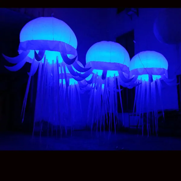 
inflatable 6m long LED lighted artificial jellyfish lighting advertising decoration for party 