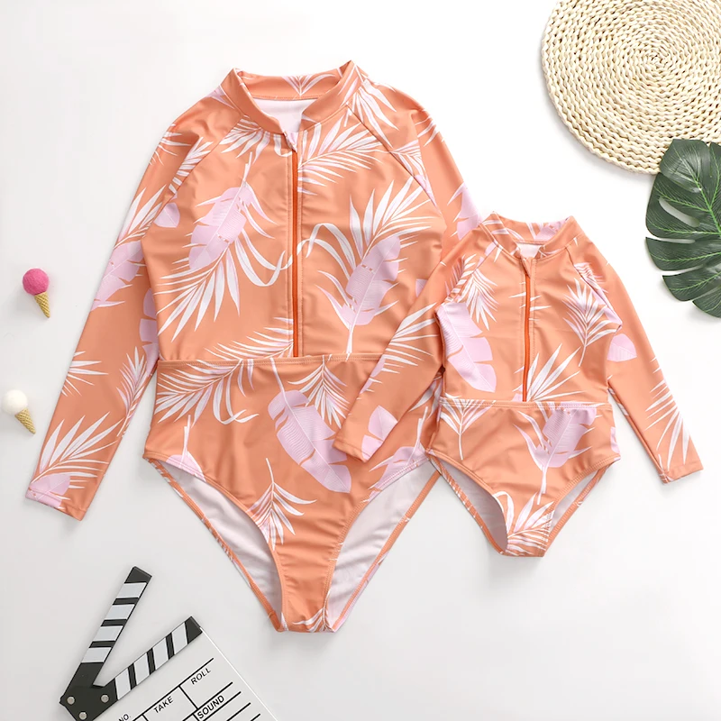 Custom matching family swimwear women girl Bathing Suit mommy and me swimwear swimming suit bikini kids