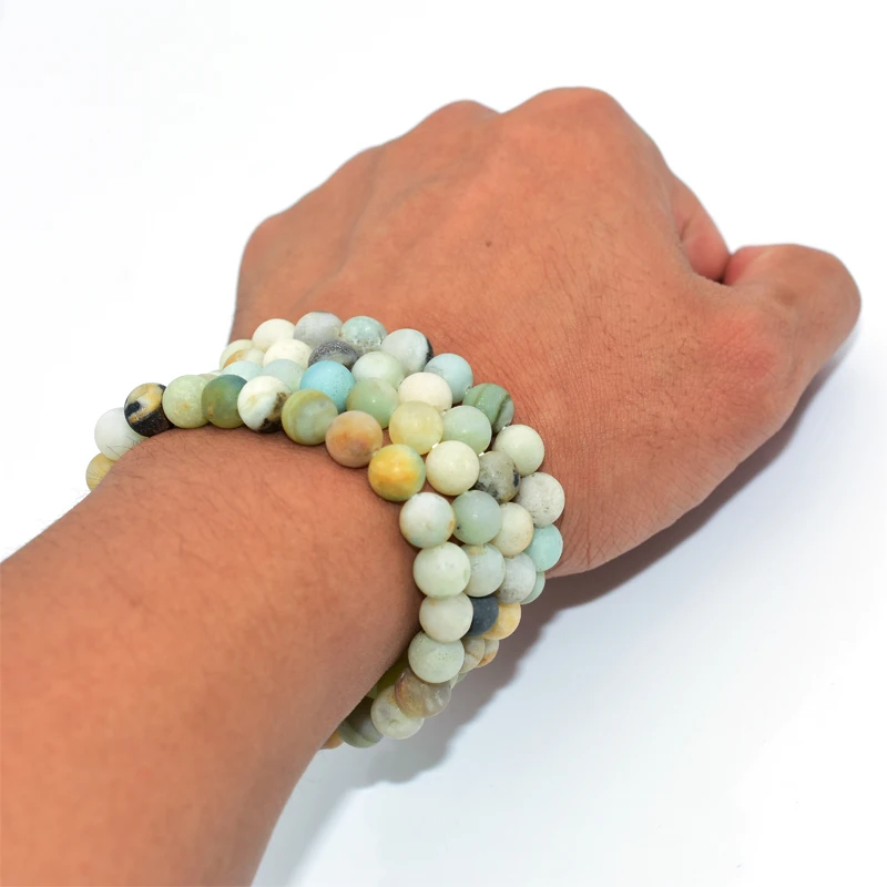 Wholesale High Quality 4/6/8/10/12mm Natural Matte Amazonite Bracelet For Women Men