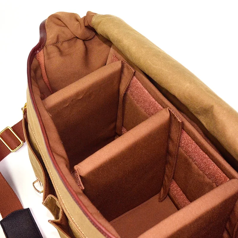 Designer Custom Men Waterproof Digital Gear Video Dslr Messenger Bags Waxed Canvas Crossbody Camera Bag for Photography
